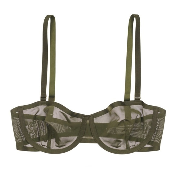 CUUP The Balconette Mesh Underwire Bra in Moss, Size 34E (DD) - Picture 1 of 4